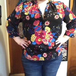 Floral 3/4 sleeve Dress Blouse